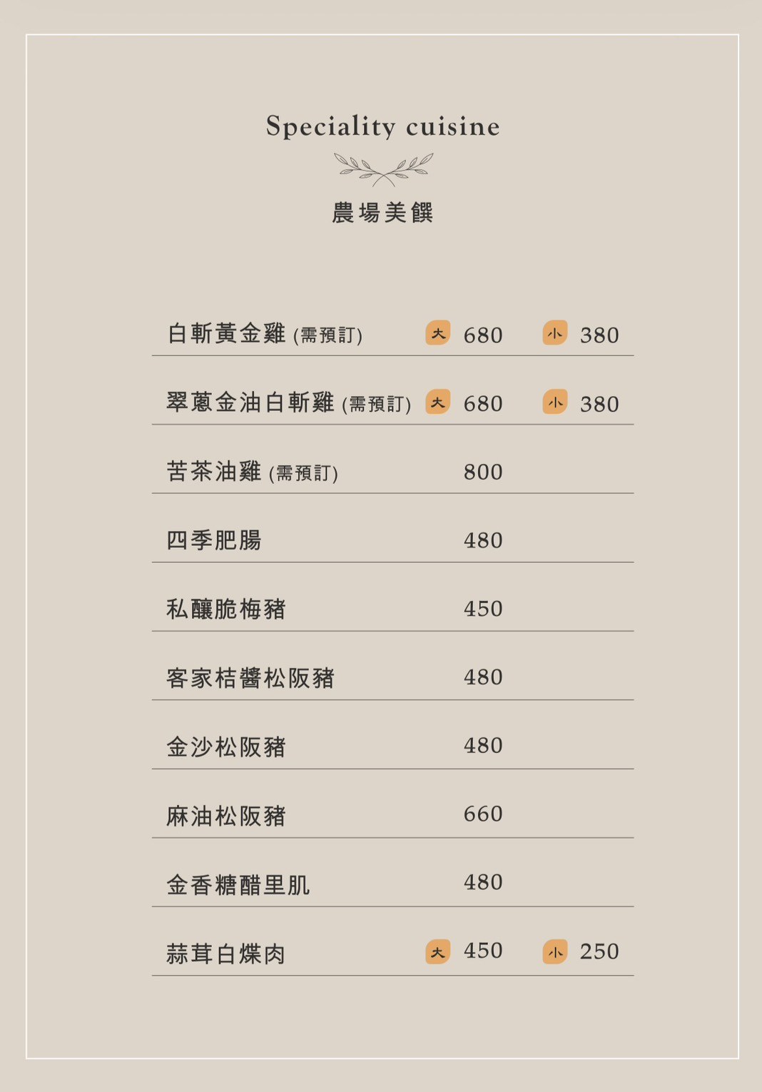單點菜單